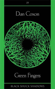 Green Fingers book cover with a circle of green branches against a black background