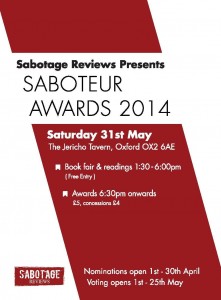 Saboteur Awards 2014 flyer