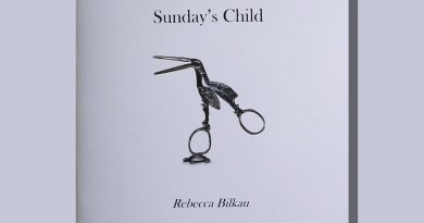 Sunday's Child pamphlet cover featuring an illustration of a scissors bird