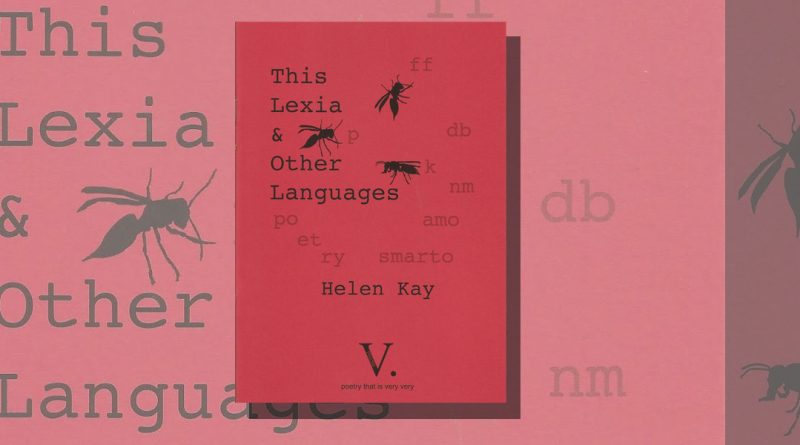This Lexia and Other Languages red book cover with type and flies