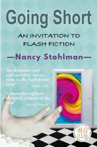 Going Short - An Invitation to Flash Fiction book cover featuring a swirling vortex through an open door