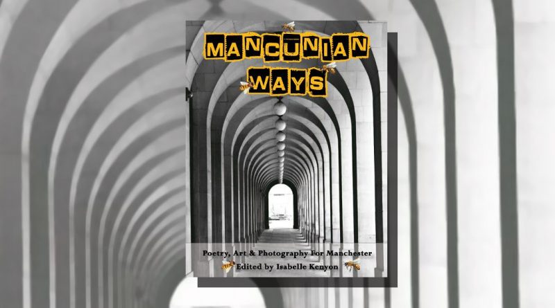 Mancunian Ways book cover featuring a black and white corridor of arches